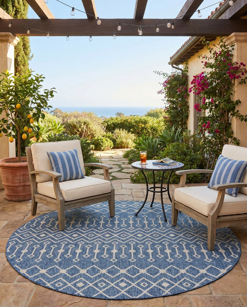 Savannah Pergola Collection Area Rug -  Pergola (Blue) Round Blue  lifestyle 72