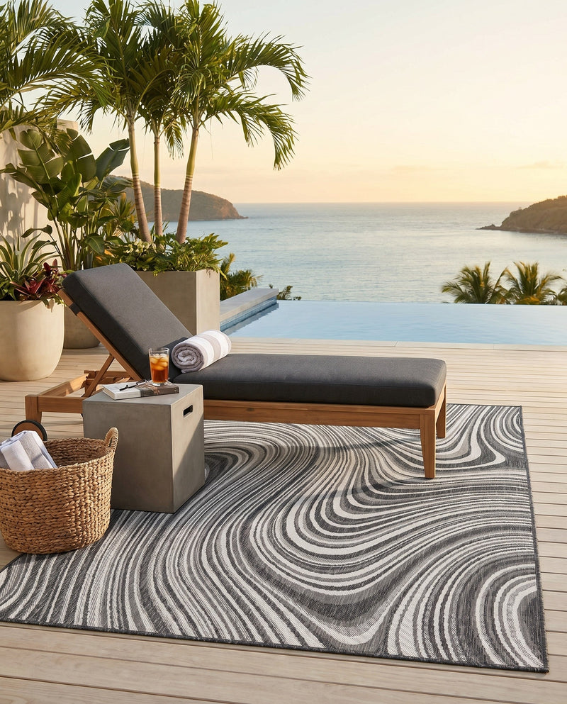 Urban Terrace Collection Area Rug - Soho Rectangle Charcoal  lifestyle 75