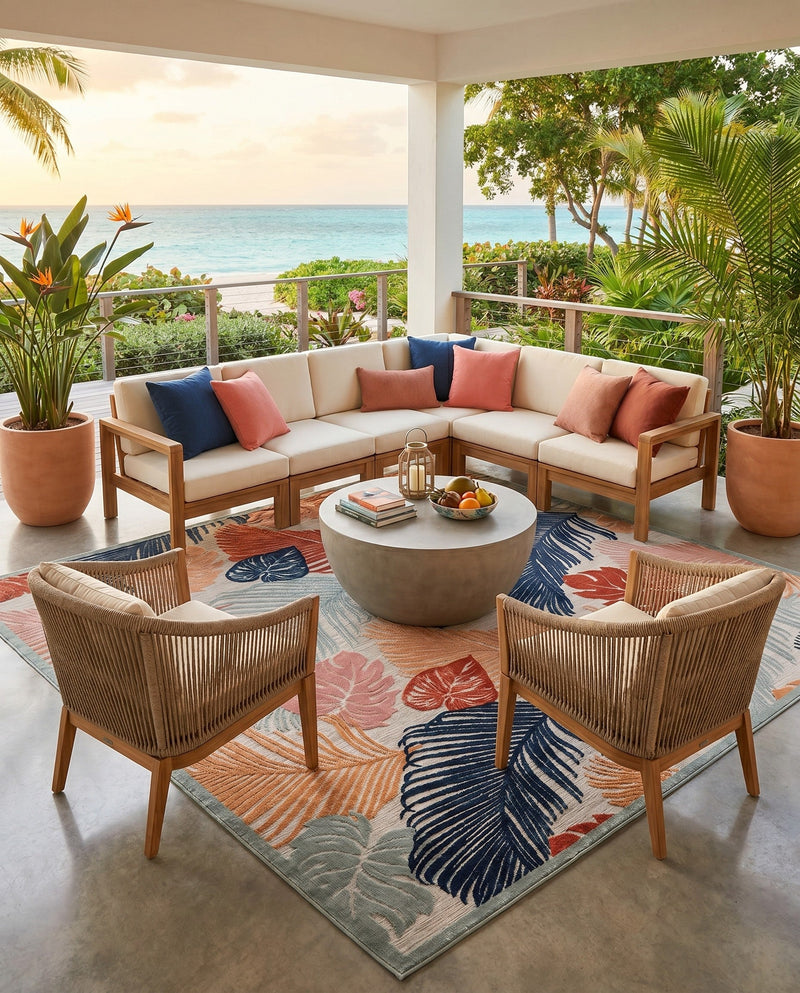 Seaside Blooms Collection Area Rug -  Tranquil Rectangle Multi  lifestyle 46