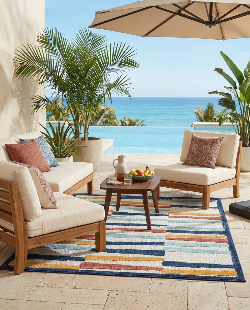 Caribbean Terrace Collection Area Rug -  Jamaica Rectangle Ivory  lifestyle 5
