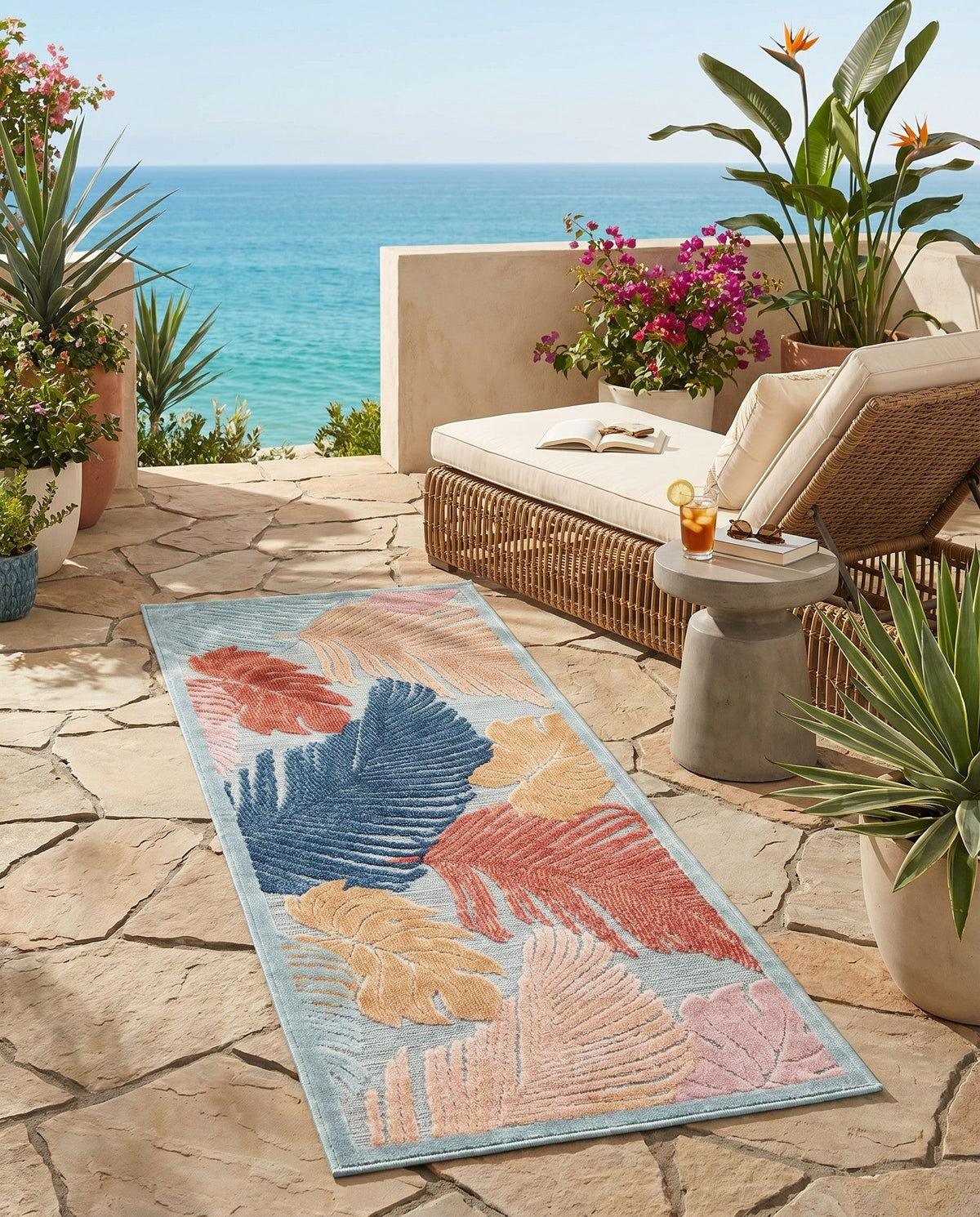 Seaside Blooms Collection Area Rug -  Tranquil Runner Multi  lifestyle 108