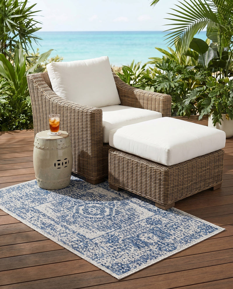 Patio Heritage Collection Area Rug - Savannah (Blue) Rectangle Blue  lifestyle 42