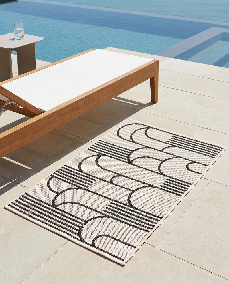 Urban Terrace Collection Area Rug -  Greenwich Rectangle White and Black  lifestyle 18