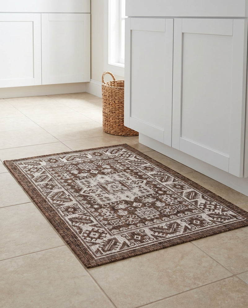 Tribal Terrace Treasures Collection Area Rug -  Incan Isle (Brown) Rectangle Brown  lifestyle 13