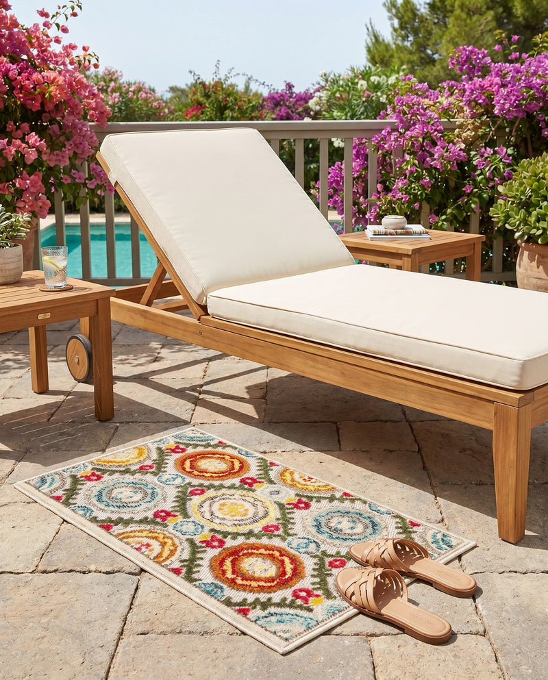 Outdoor Marrakesh Collection Area Rug -  Asilah Rectangle Ivory Beige  lifestyle 47