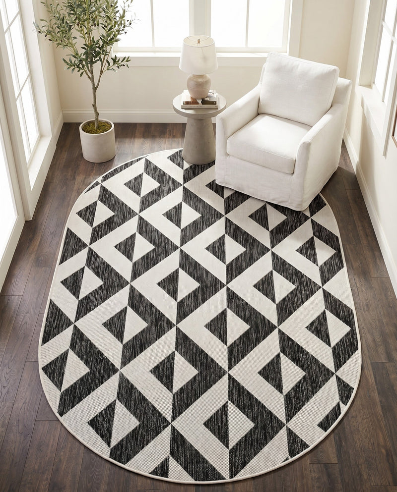 Urban Oasis Rugs Collection Area Rug -  Highrise (Charcoal Gray) Oval Charcoal Gray  lifestyle 85