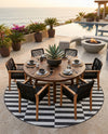 Seaside Stripes Collection Area Rug - Cabana (Charcoal) Round Charcoal  lifestyle 32