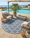 Savannah Pergola Collection Area Rug - Arbor (Navy Blue) Round Navy Blue  lifestyle 98