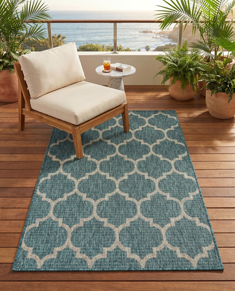 Savannah Pergola Collection Area Rug - Arbor (Teal) Rectangle Teal  lifestyle 34