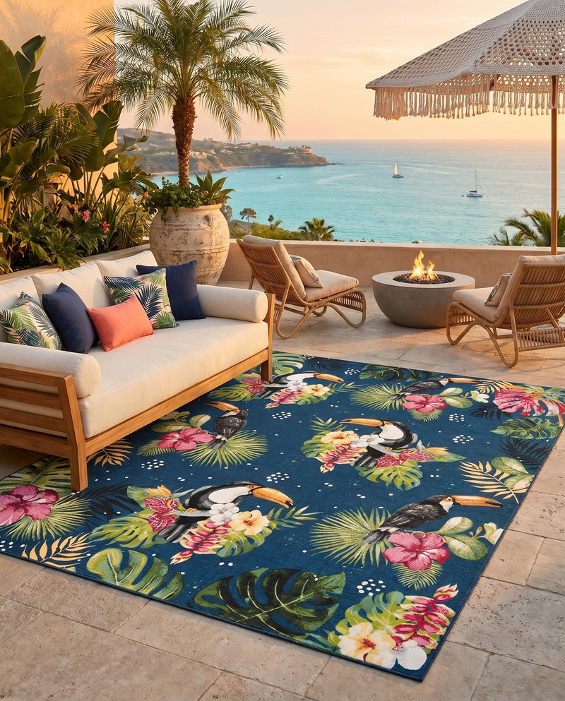 Seaside Blooms Collection Area Rug -  Leaf Rectangle Multi  lifestyle 20