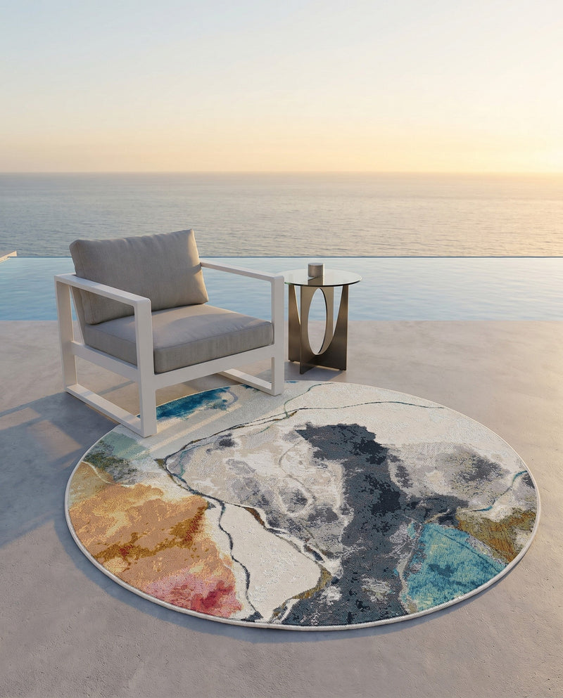Urban Terrace Collection Area Rug -  Arbor Round Multi  lifestyle 58