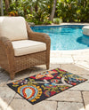 Outdoor Marrakesh Collection Area Rug - Fes Rectangle Multi Black  lifestyle 25