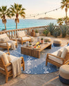 Desert Nomad Terrace Collection Area Rug - Sahara (Blue) Round Blue  lifestyle 73