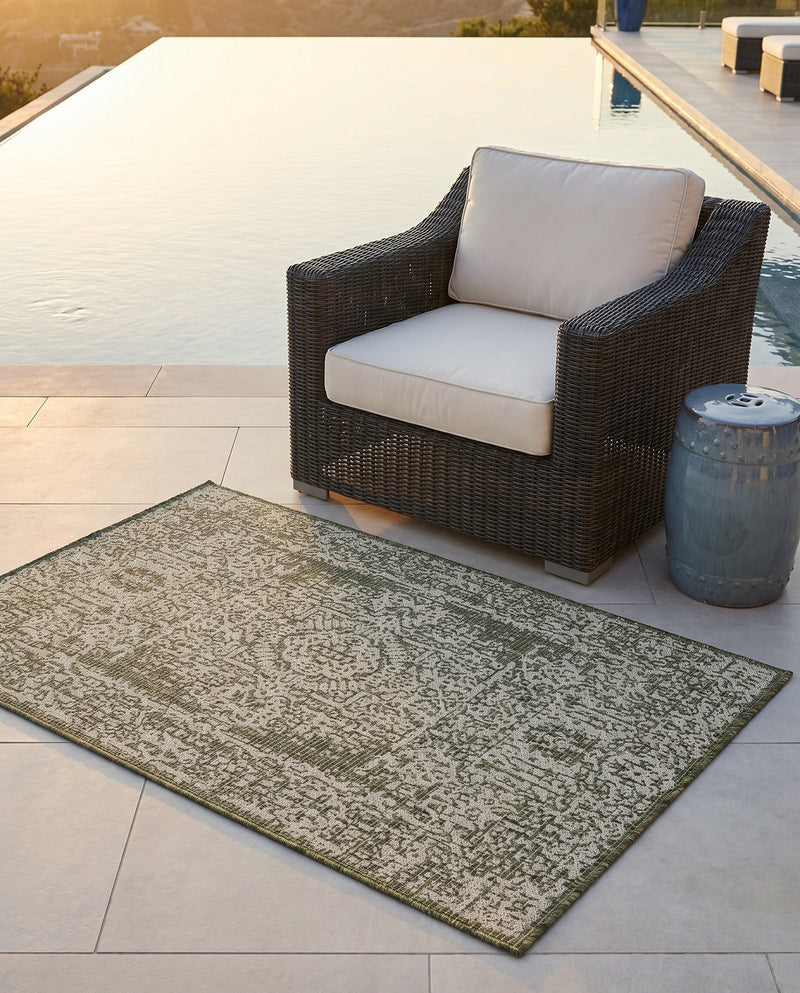 Patio Heritage Collection Area Rug - Savannah (Green) Rectangle Green  lifestyle 24