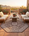 Tribal Terrace Treasures Collection Area Rug -  Incan Isle (Brown) Octagon Brown  lifestyle 71