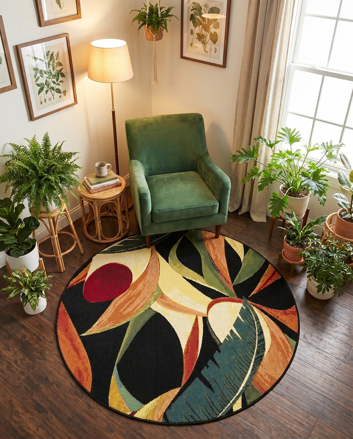 Seaside Blooms Collection Area Rug -  Tivoli Round Multi  lifestyle 119