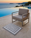 Sustainable Strands Indoor-Outdoor Oasis Collection Area Rug - Harborview Rectangle Gray and White  lifestyle 32