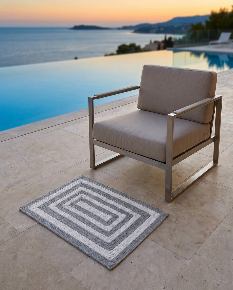 Sustainable Strands Indoor-Outdoor Oasis Collection Area Rug - Harborview Rectangle Gray and White  lifestyle 32