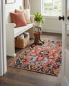 Patio Heritage Collection Area Rug -  Garden Rectangle Rust Red and Blue  lifestyle 31