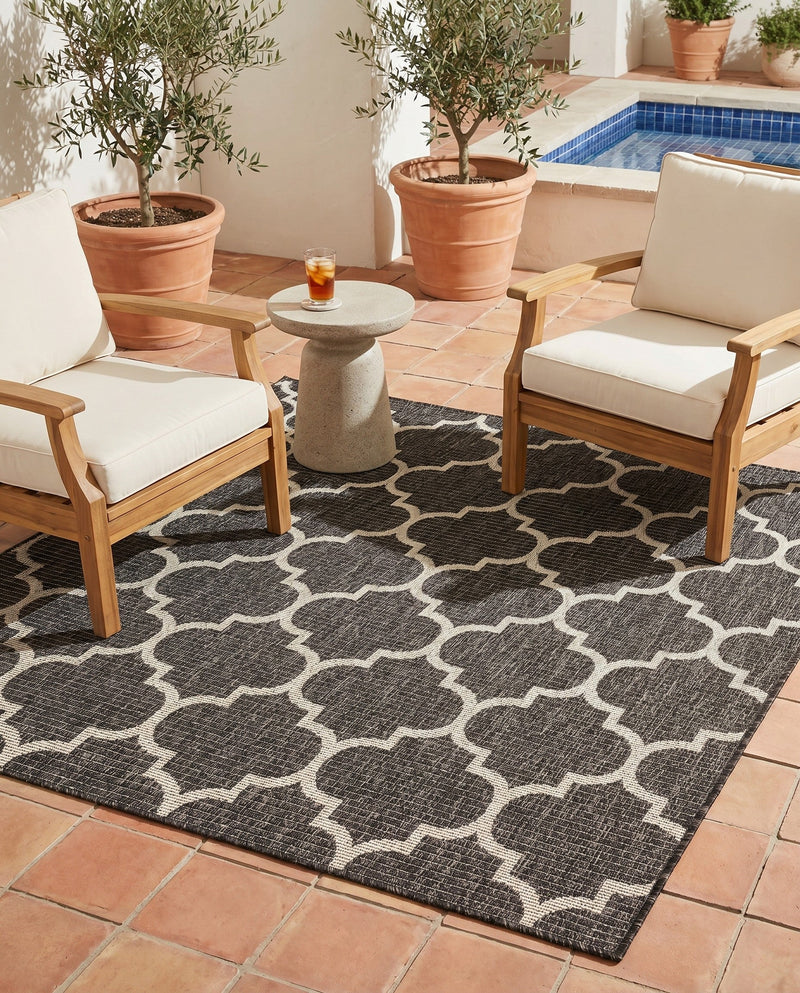 Savannah Pergola Collection Area Rug - Arbor (Black) Square Black  lifestyle 87