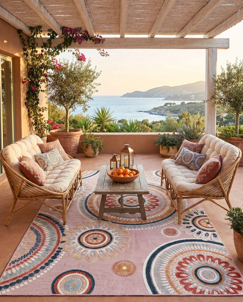 Seaside Blooms Collection Area Rug -  Eden Rectangle Pink  lifestyle 79