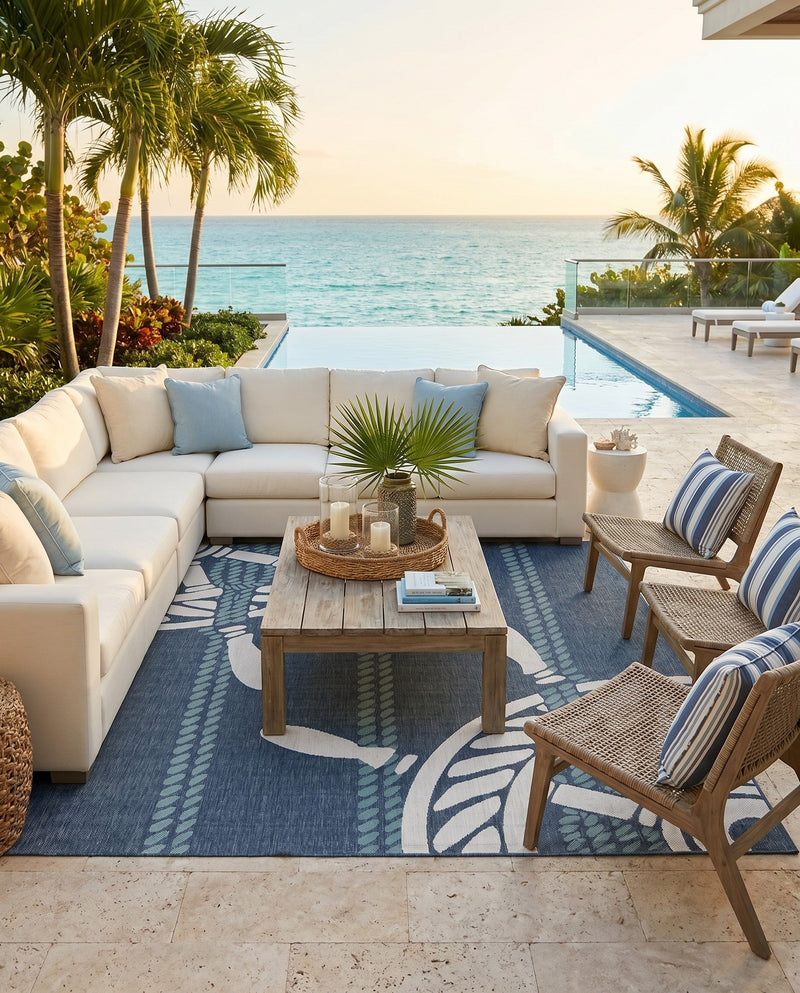 Seaside Haven Rugs Collection Area Rug - Harbor Square Navy Blue  lifestyle 34