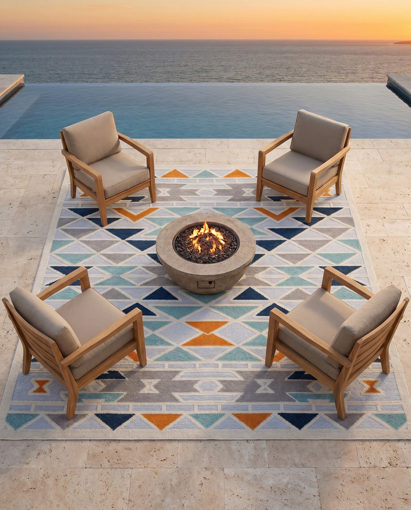 Bahama Breeze Outdoor Collection Area Rug -  Andros Square Gray  lifestyle 75