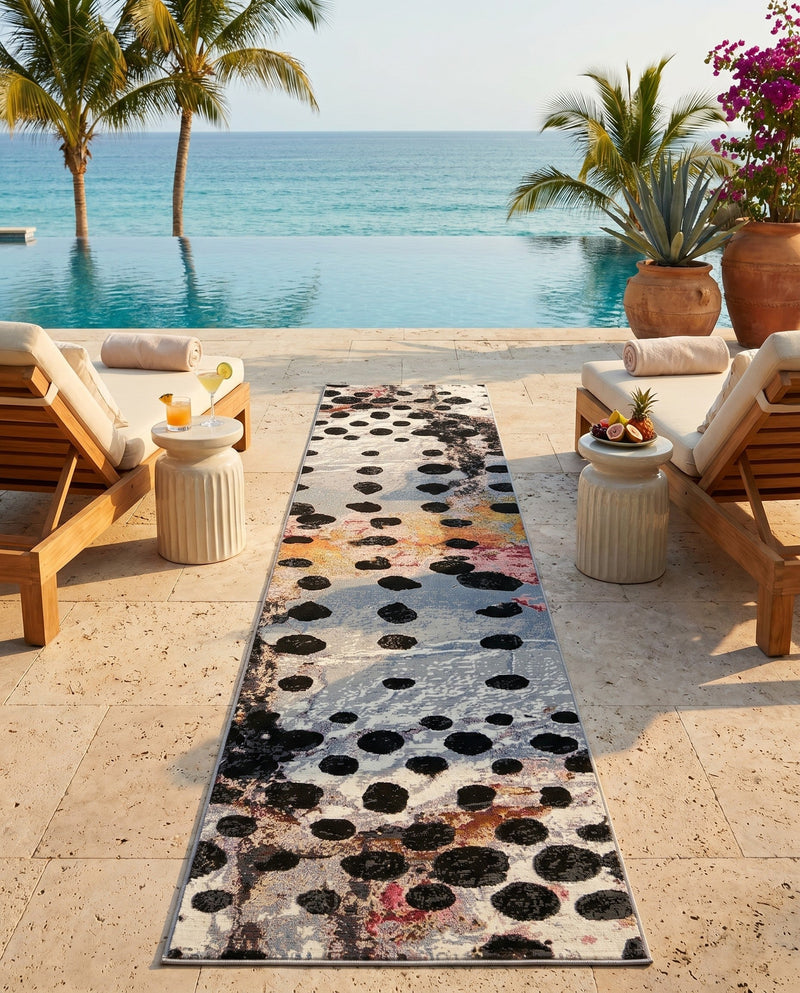 Urban Terrace Collection Area Rug -  Piazza Runner White and Black  lifestyle 62