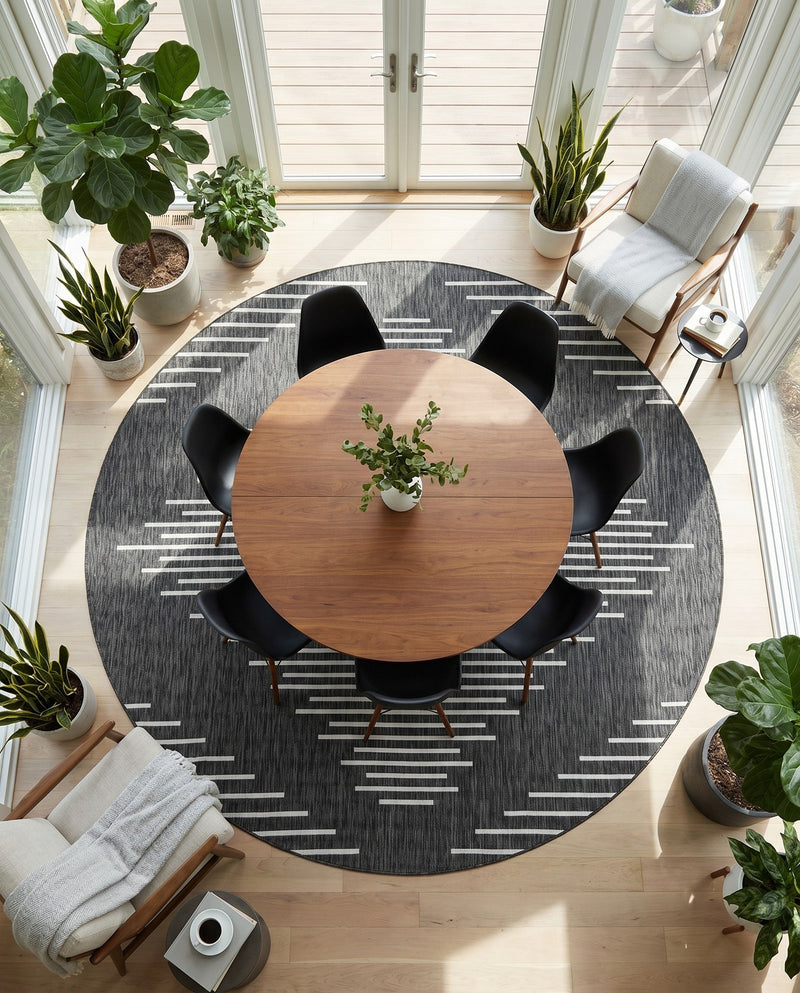 Urban Terrace Collection Area Rug -  Chelsea (Charcoal Gray) Round Charcoal Gray  lifestyle 57