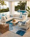 Urban Terrace Collection Area Rug -  Courtyard Square Blue and Ivory  lifestyle 72