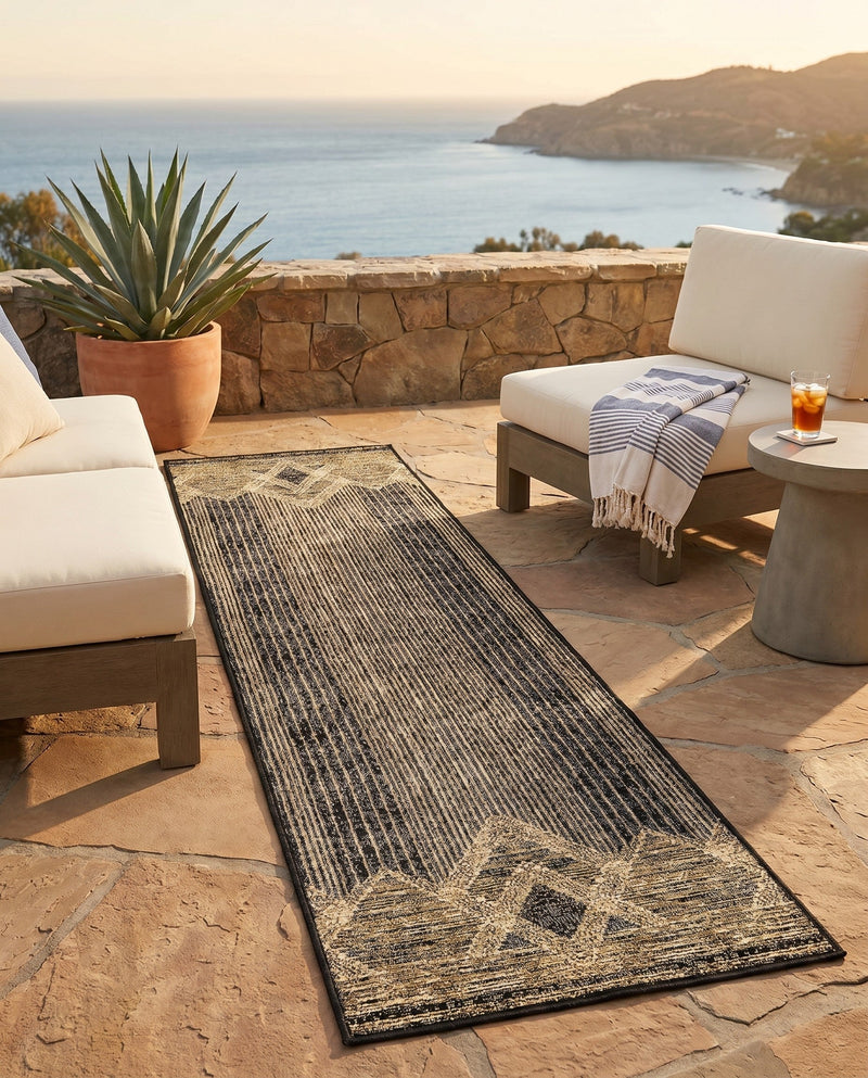 Urban Terrace Collection Area Rug -  Loft Runner Charcoal  lifestyle 43