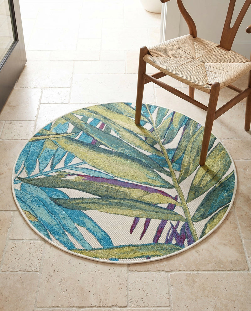 Seaside Blooms Collection Area Rug -  Arcadia Round Multi  lifestyle 45