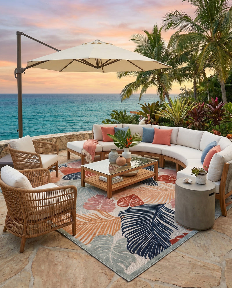 Seaside Blooms Collection Area Rug -  Tranquil Rectangle Multi  lifestyle 47