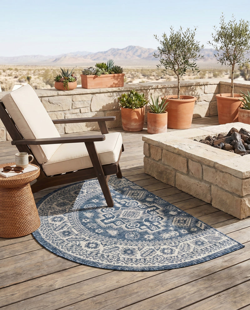 Tribal Terrace Treasures Collection Area Rug -  Incan Isle (Blue) Hearth Blue  lifestyle 47