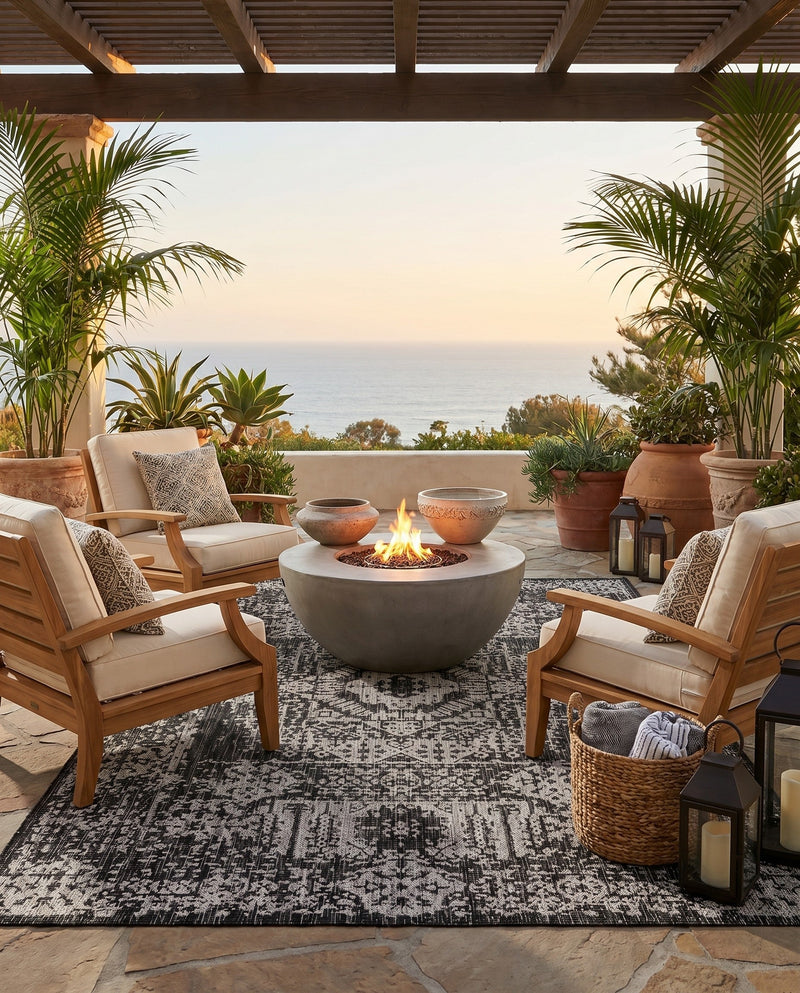 Patio Heritage Collection Area Rug - Savannah (Charcoal Gray) Rectangle Charcoal Gray  lifestyle 15