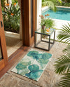Seaside Blooms Collection Area Rug -  Flora Rectangle Blue Green  lifestyle 27