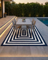 Sustainable Strands Indoor-Outdoor Oasis Collection Area Rug - Harborview Rectangle Navy Blue and White  lifestyle 29