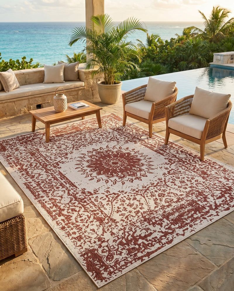 Patio Heritage Collection Area Rug -  Lafayette (Rust Red) Rectangle Rust Red  lifestyle 15