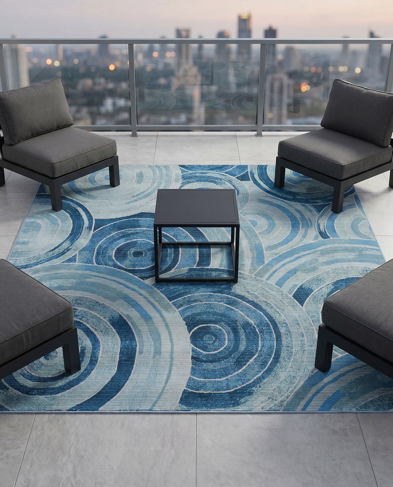 Urban Terrace Collection Area Rug -  Parkside Square Light Blue  lifestyle 32