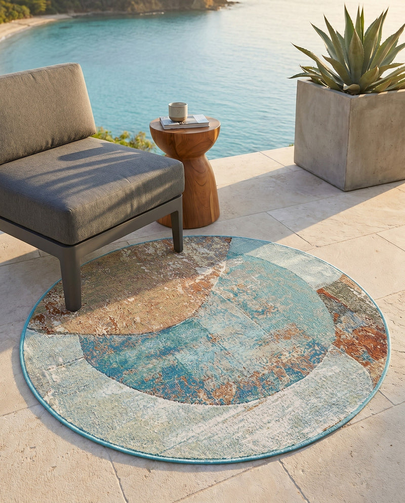 Urban Terrace Collection Area Rug -  Portico Round Multi  lifestyle 63