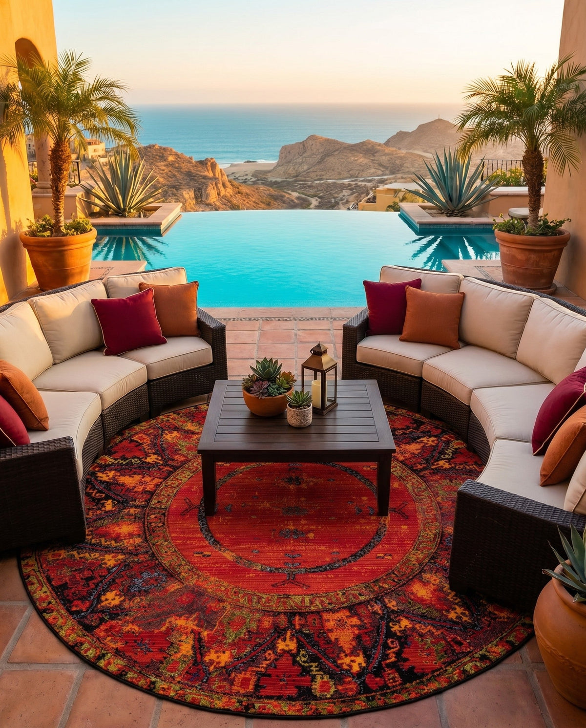 Safari Escape Rugs Collection Area Rug - Serengeti Round Multi  lifestyle 145