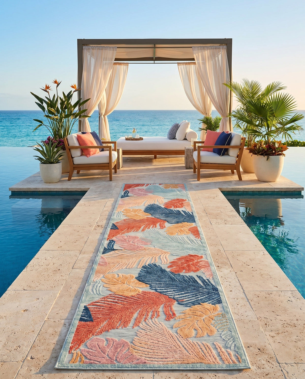 Seaside Blooms Collection Area Rug -  Tranquil Runner Multi  lifestyle 134