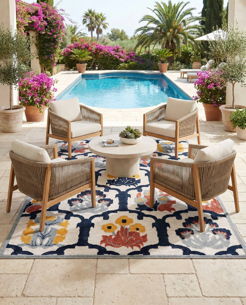 Caribbean Terrace Collection Area Rug -  Dominica Square Ivory  lifestyle 31