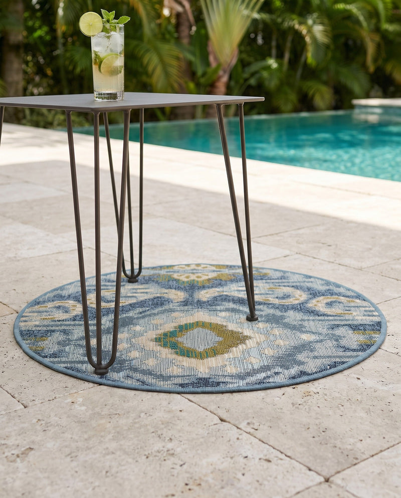Urban Terrace Collection Area Rug -  Vista Round Blue  lifestyle 39