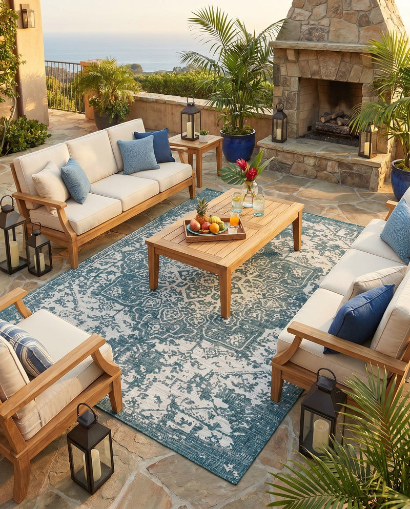 Urban Oasis Rugs Collection Area Rug -  Penthouse (Teal) Rectangle Teal  lifestyle 12