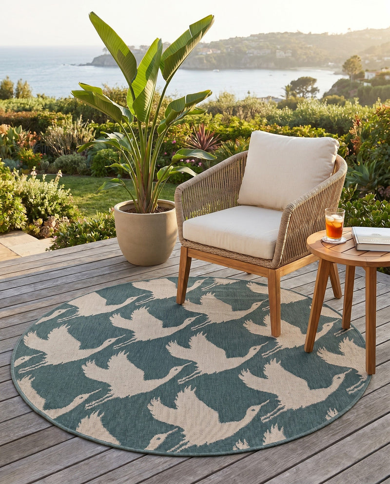 Seaside Haven Rugs Collection Area Rug -  Pelican Round Stone Blue  lifestyle 65