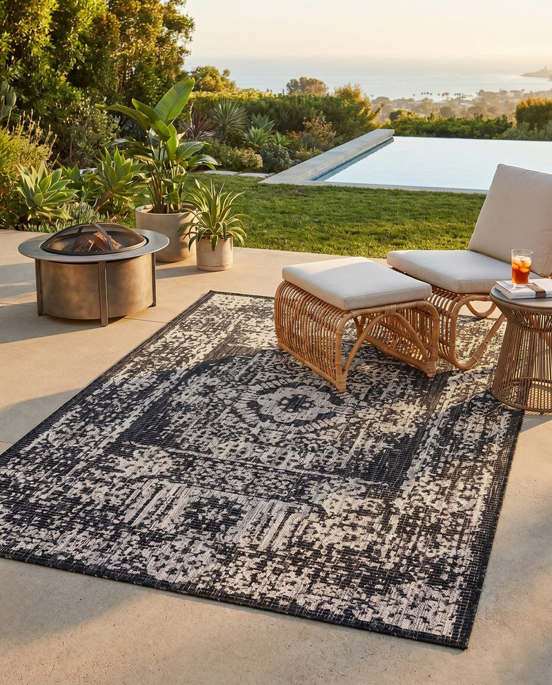 Patio Heritage Collection Area Rug - Savannah (Charcoal Gray) Rectangle Charcoal Gray  lifestyle 20