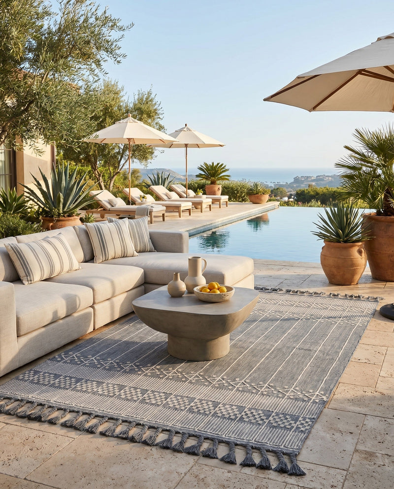 Sustainable Nomad Terrace Collection Area Rug - Reef Rectangle Cool Gray  lifestyle 39