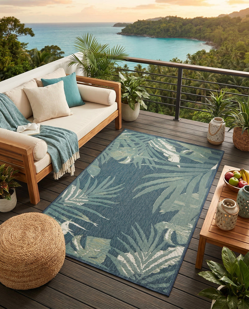 Coastal Terrace Collection Area Rug -  Anchor Rectangle Navy Blue  lifestyle 9