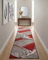 Urban Terrace Collection Area Rug -  Porch Runner Red and Black  lifestyle 48